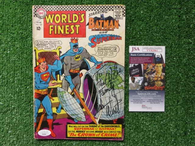 ADAM WEST SIGNED March 1967 World's Finest Comics Batman and Superman DC JSA COA