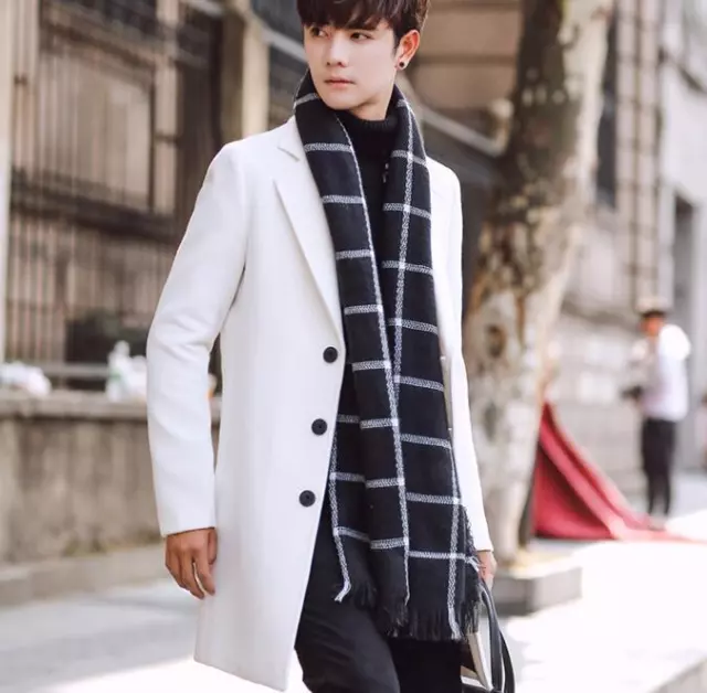 Manteau d'extérieur mode laine mélange hiver X610 coupe mince homme