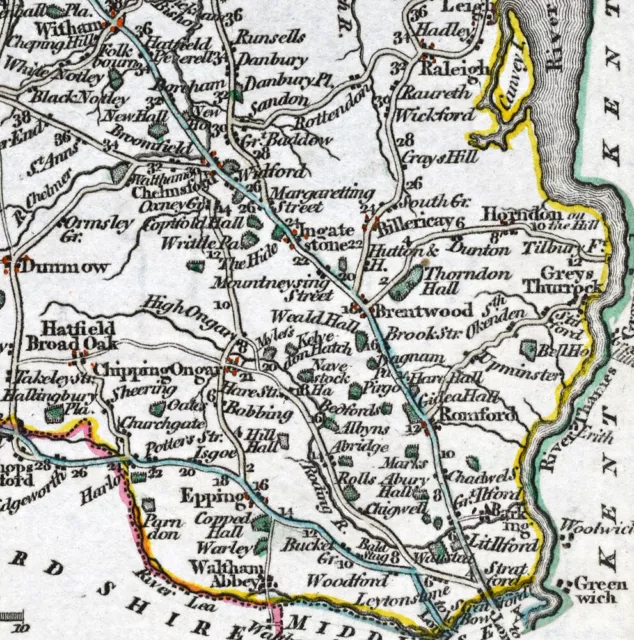 1814 John Cary Road Map Essex Withum Maldon Hatfield Colchester Sudbury England 3