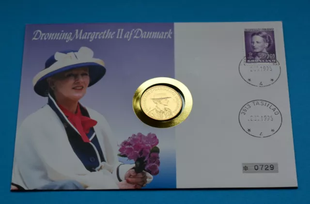 DENMARK 20 Kroner 1990 MARGRETHE II Krone Stamp Coin Cover Ore Danmark Greenland 3