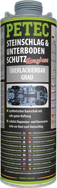 Petec Steinschlag & Unterbodenschutz Kautschuk Überlackierbar Grau 1L 73310