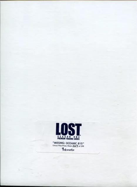 Lost Season 1 ''Missing:Oceanic 815'' Uncut Mini Press Sheet Ltd / 299