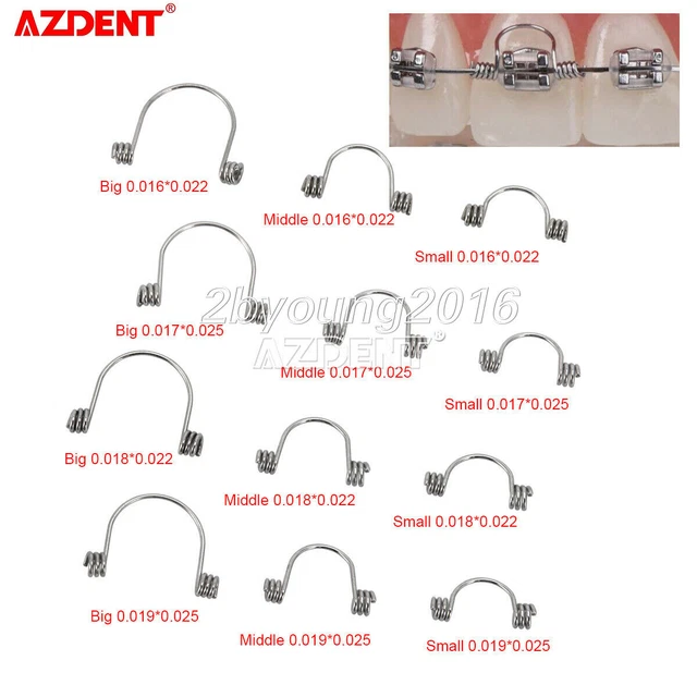 50X AZ Dental Ortho Anterior Teeth Torque Rectangular Springs Middle/Big/Small