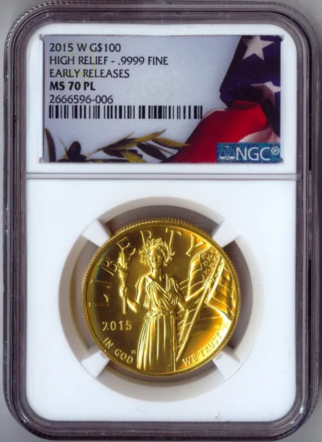 2015-W $100 Gold American Liberty High Relief NGC MS70PL ER PROOF LIKE W/OGP