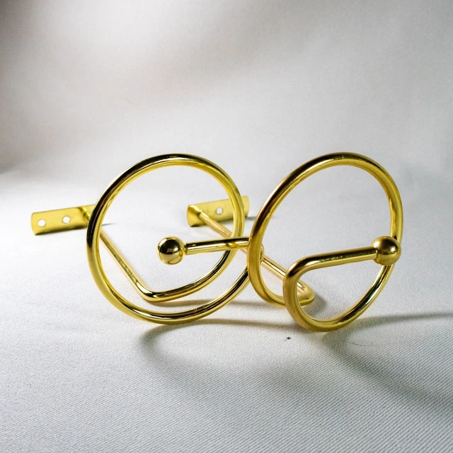 Vintage Spiral Brass Gold Tone Metal Curtain Tie Backs Drapery Hooks Set of 2 8