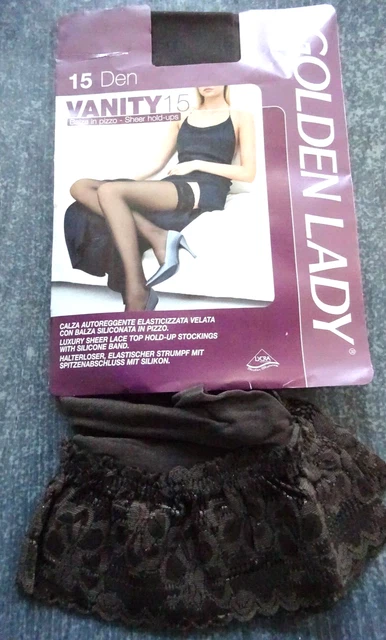 Bas Porte-jarretelles CERVIN Collection Madonna - Noir/bleu, Lycra 15 Deniers, Taille 1 Et 2 - Neuf Avec étiquettes