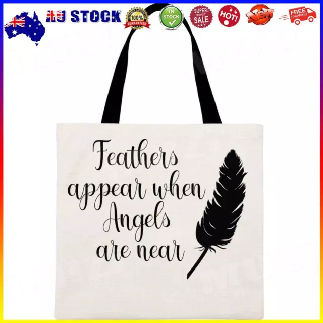 # Feathers appear when Angels are near Printed Linen Bag