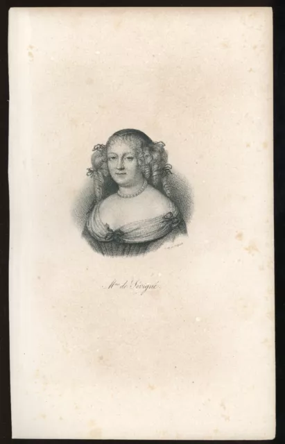 Portrait de Madame de Sévigné : Lithographie de Delpech, XIXeme.