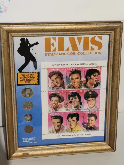 Elvis Presley St. Vincent Stamp And Birth Coins from USA ~ UNIQUE Memorability