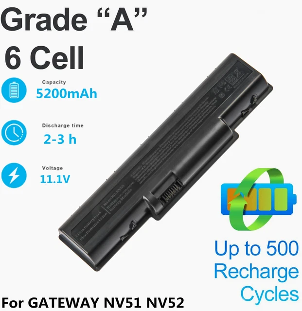 5200mah Battery for Gateway NV52 NV53 NV54 NV56 NV58 NV59 AS09A61 AS09A31 6 Cell