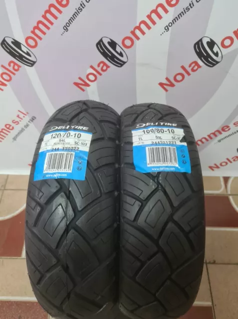 Coppia GOMME 100/80-10 53L 120/70-10 54L DELI TYRE SC103 DOT2022/2023