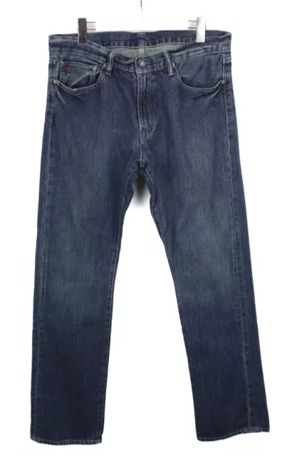 Polo Ralph Lauren 018 Slim Straight Hommes Jeans W34/L32 Délavé Zip Fly Bleu