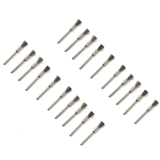 20x Acciaio Filo Spazzola Set 3mm Gambo for Rotary Metalwokring Lucidante Tools