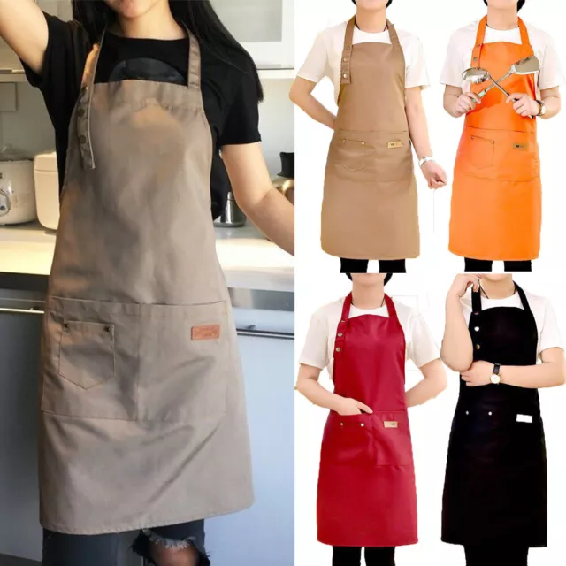 Men&Women Kitchen Cooking Aprons Restaurant Chef Bib Apron Dress w/2Pockets USA.