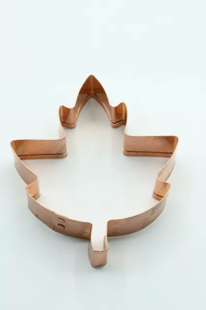 Copper Cookie Biscuit Cutter Maple Leaf Fall Autumn Thanksgiving 5" x 4" VGUC