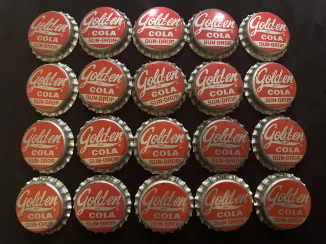 Gold-en Girl Cola Sun-Drop Cork Bottle Cap Lot (20) NOS Nesbitt Co Davenport IA