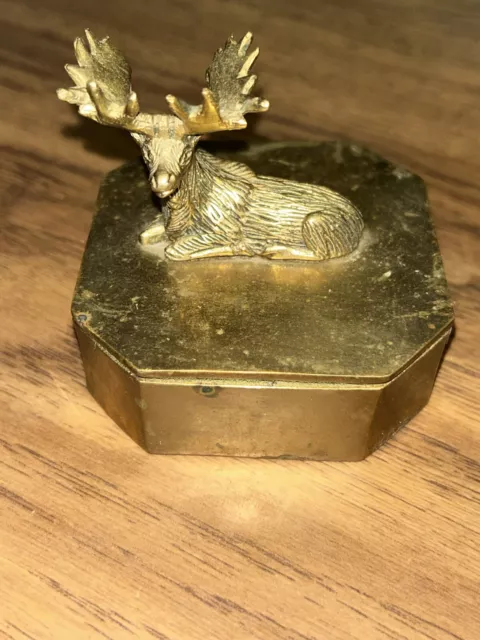 ORDER OF MOOSE Brass Trinket Box Loyal Order of Moose Appreciation Award 1980s