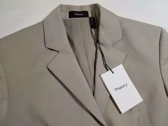 NWT Theory Braneve Continuous Wool Blend Blazer Jacket Beige Size 2 $525 3