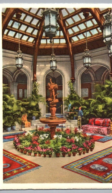 Biltmore Estate Postcard Palm Court Statue House & Gardens Asheville NC