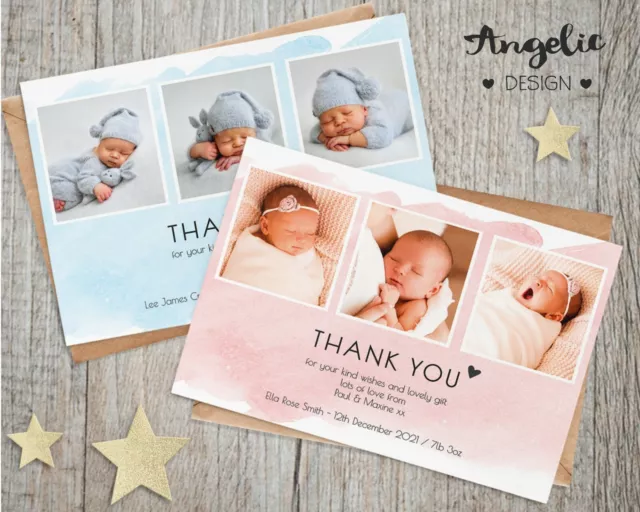 10 x Personalised Thank You Cards ~ Baby Boy or Girl Birthday Christening (B3)