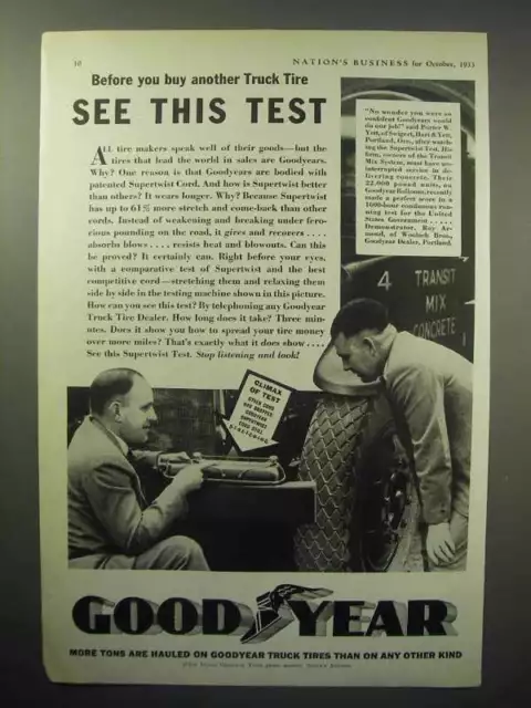 1933 Goodyear Truck Tire Ad - See This Test