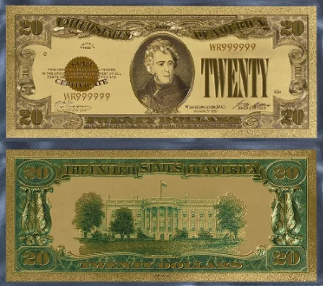 Usa Banknote P-401 $20 Gold Certificate Twenty Us Dollar 1928 Gold Foil New Mint
