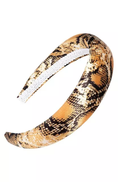 France Luxe L. Erickson Wide Soft Padded Python Snake Headband Brown Cream