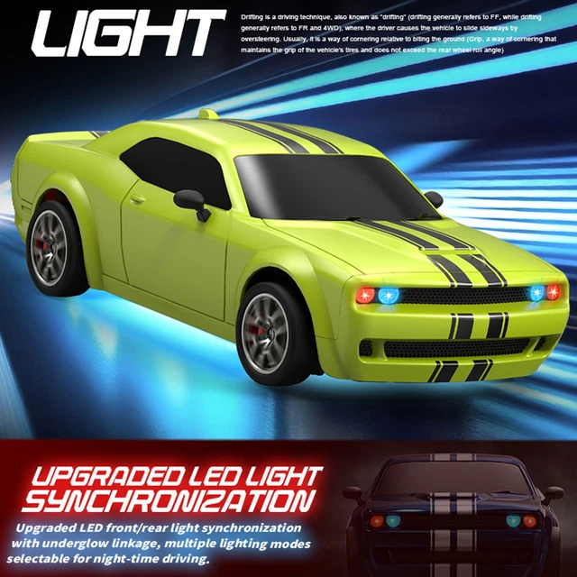 FQD10 1/20 SCALE 4WD RC Drift Car with Dual Mode Wheel RGB LED Lighting ...