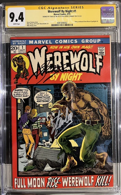 WEREWOLF BY NIGHT #1 (09/72) CGC SS 9.4 WP Signed Stan Lee Gerry Conway Key 1st
