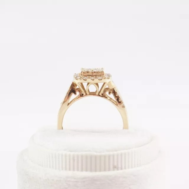 10K YELLOW GOLD Square Cluster Diamond Halo Engagement Ring (0.88 CTW ...