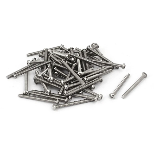 M3 x 35mm 304 Stainless Steel Hex Socket Button Head Cap Screws Bolts 60PCS