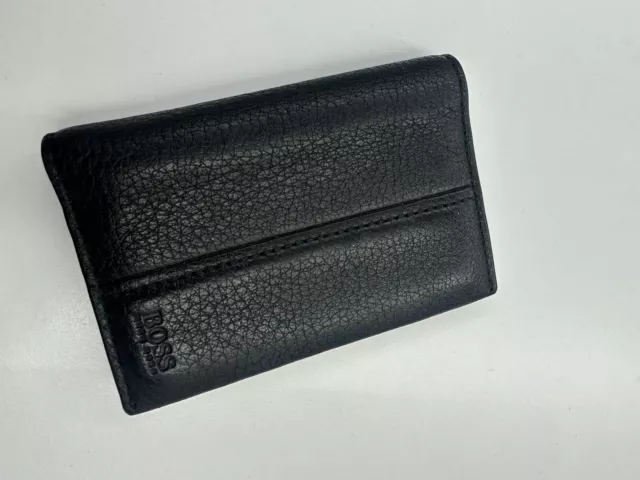 hugo boss wallet black leather