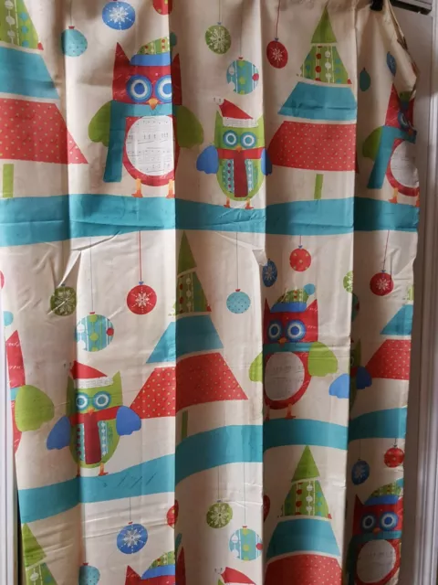 Creative Bath Holiday Owl FABRIC SHOWER CURTAIN 72" x 72"