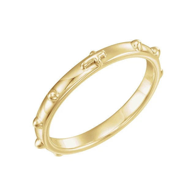 10K Yellow Gold Rosary Ring Size 6 for Womens Best Gift 2.36g