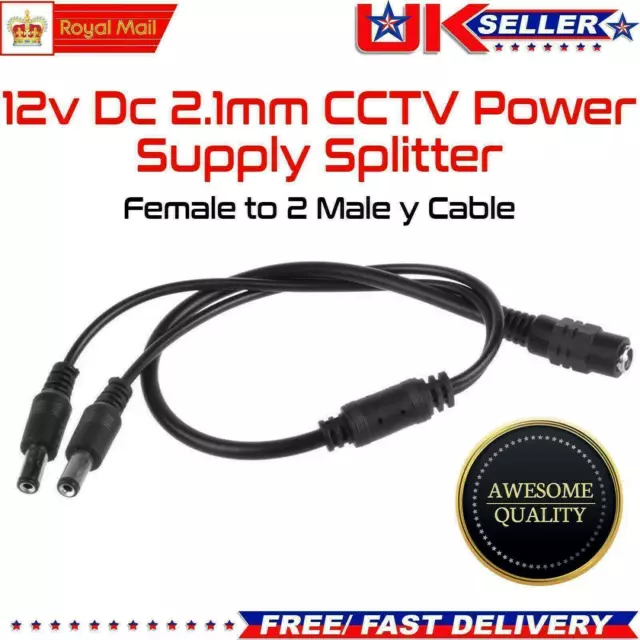 2 Way Splitter Cable for CCTV Camera/DVR/PSU DC Power Supply Extension 12V Lead
