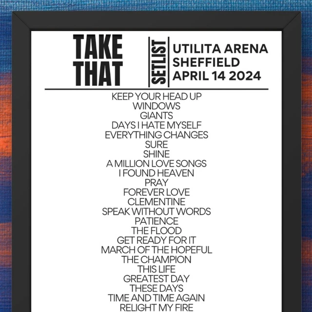 TAKE THAT SHEFFIELD April 14 2024 Replica Setlist EUR 42,72 PicClick IT