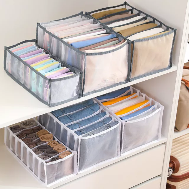 6/7/9/11 Grids Mesh Storage Box Closet Wardrobe Drawer Divider Clothes Organizer