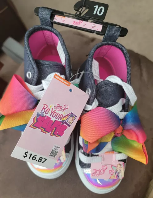 GIRLS JOJO SIWA Shoes Rainbow Glitter High Top Boots Trainers Character Size 9.98 PicClick UK