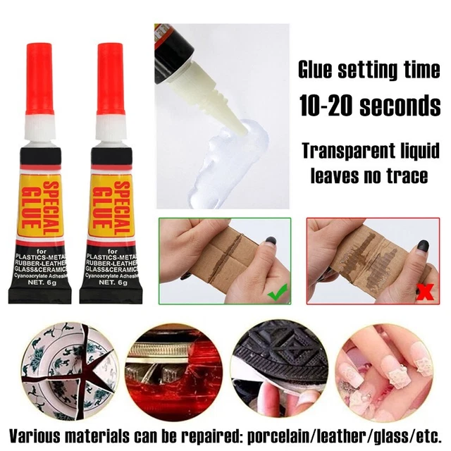 Colla Supercolla Vetro Liquido Compatto Cianoacrilato Metallo Gomma Trasparente