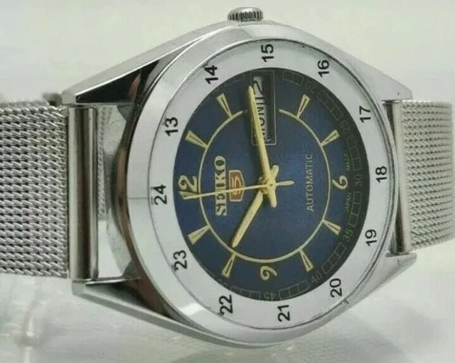 Vintage Seiko 5 Automatic Cal.6309 Prussian blue Color Face Free Shipping Japan