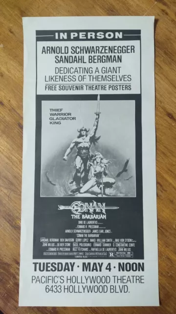 CONAN THE BARBARIAN In Person Appearance Poster RARE Arnold Schwarzenegger 1982