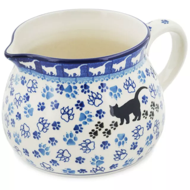 Polish Pottery Pitcher 50 oz Ceramika Artystyczna Boo Boo Kitty Paws