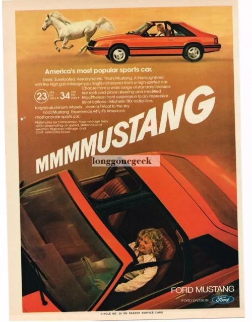 1980 Ford Mustang Red T-Top Vintage Ad