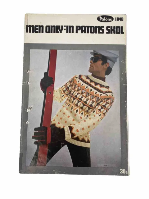 Patons Book 848 Men Only In Patons Skol Vintage Knit Sweater Patterns