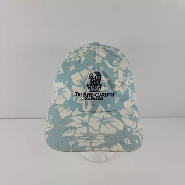 The Ritz Carlton Kapalua Hawaii Hat Hawaiian Print Adjustable Hat Blue & White