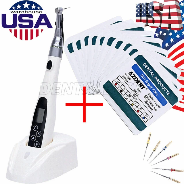 Dental Wireless 16:1 LED Endo Motor Treatment Cordless Handpiece+10* Super Files