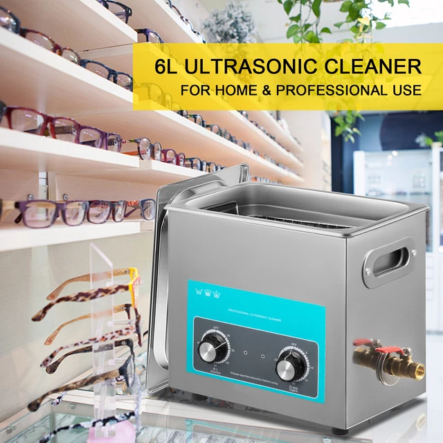 VEVOR 6L Ultrasonic Cleaner 200W Stainless Steel Knob Control w/ Heater & Timer 2
