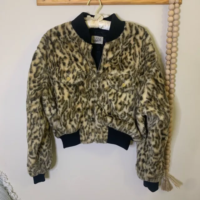 Vintage Saba Diffusion Medium Leopard Women’s Faux Fur Jacket 80’s 90’s Retro