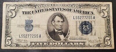 1934 C $5 Blue Silver Certificate Radar Trinary Fancy Serial Number Abe Lincoln
