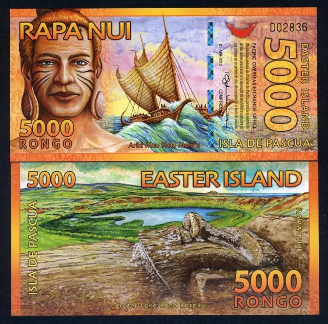 Easter Island, 5000 (5000) Rongo, 2012, Polymer, New, UNC Beautiful